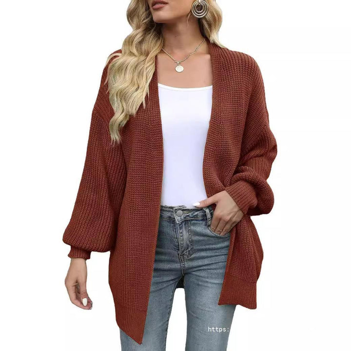 Damen Empfindlicher Grobstrick-Cardigan mit schillernden Ärmeln Drune