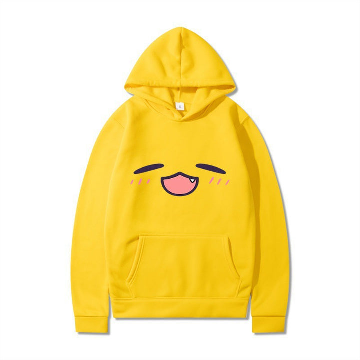 Damen Kapuzenpullover mit fröhlichem Cartoon-Gesicht und bequemer Passform Drune