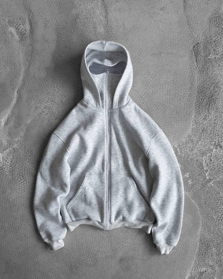 Damen Oversized Kapuzenjacke mit Reißverschluss und Kängurutaschen Drune