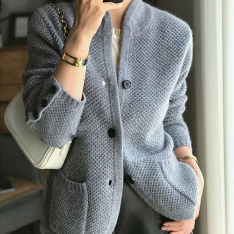 Damen Strickjacke mit strukturiertem Design und praktischen Taschen Drune