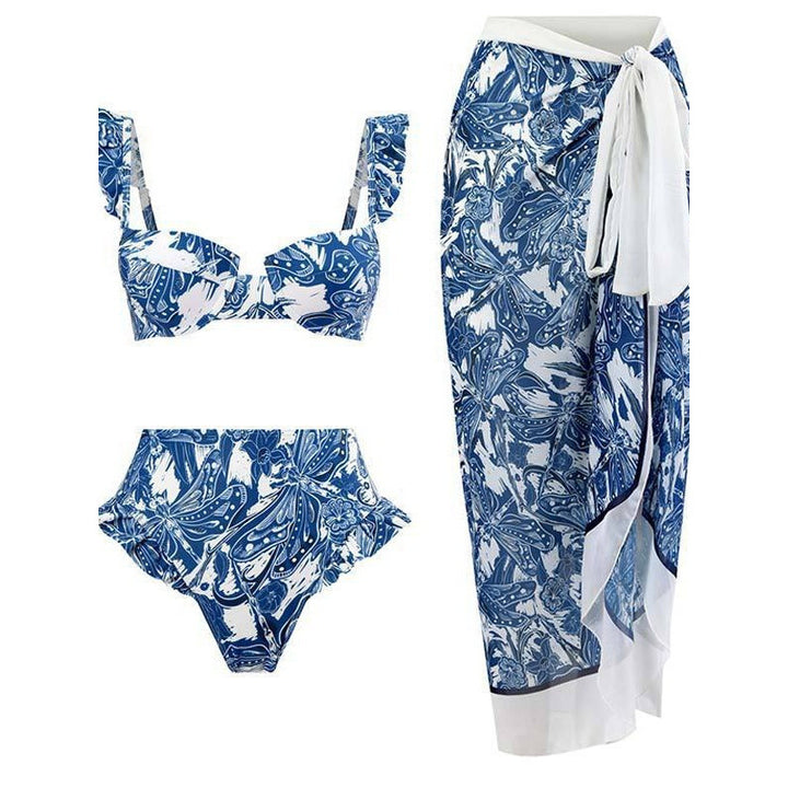 Damen Bikini-Set mit eleganter Rüschendetailierung und stylischem Überrock Drune