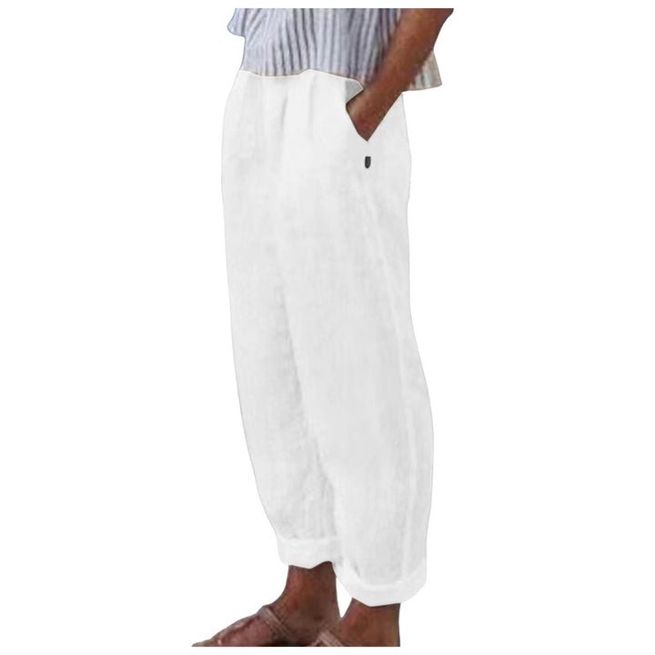Damen Bequeme Leinenhose mit lockerem Schnitt und seitlichen Taschen Drune