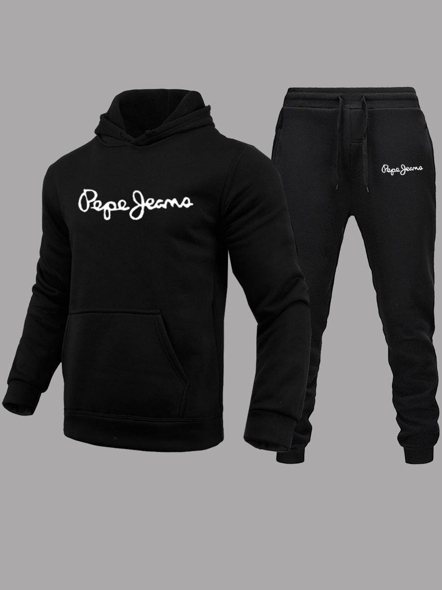 Herren Hoodie und Jogginghose Set mit zeitgemäßem Schriftzug Drune