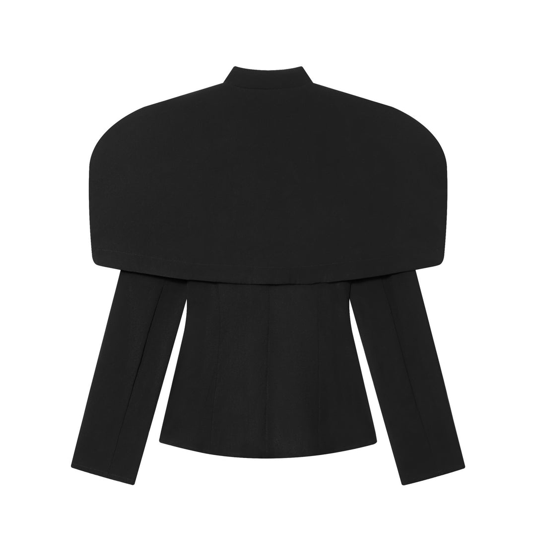 Damen elegante Blazerjacke mit übergroßen Schulterklappen und goldenen Knopfdetails Drune