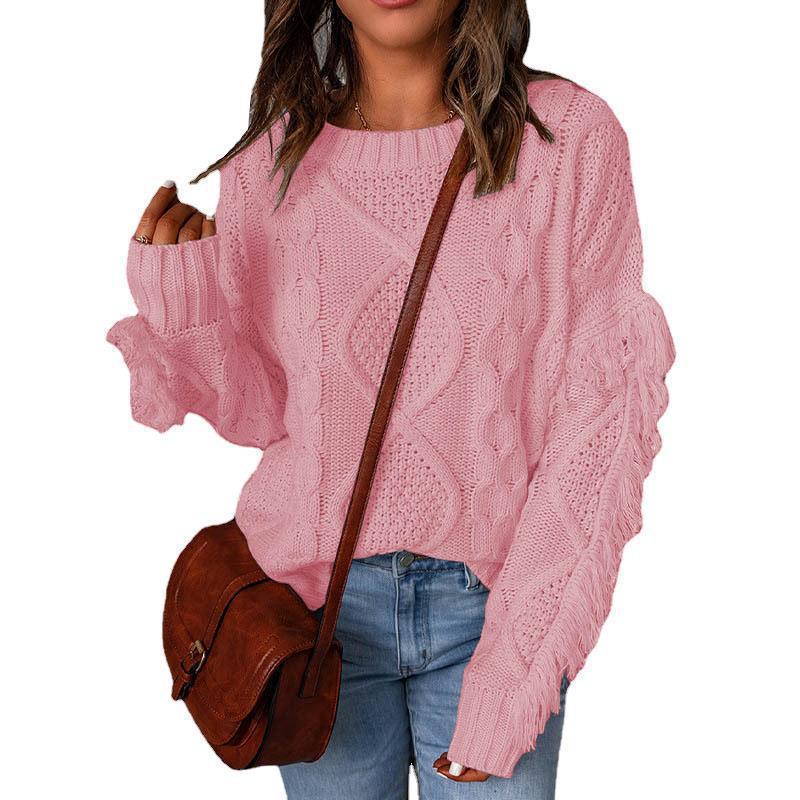 Damen Strickpullover mit voluminösen Armen und raffinierten Farbdetails Drune