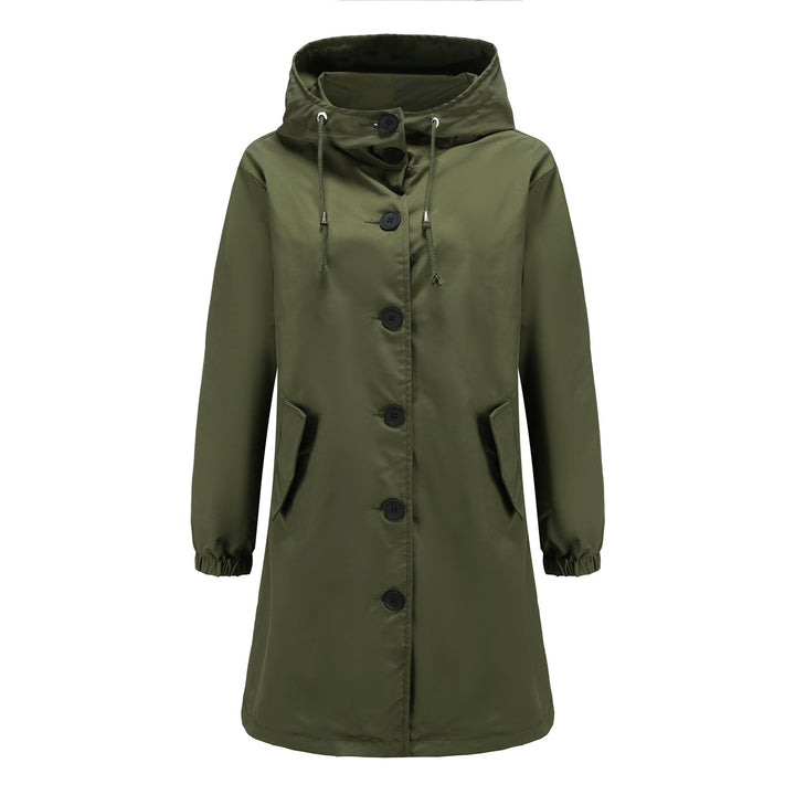 Damen modische Übergangsjacke mit verstellbarer Kapuze und praktischen Taschen Drune