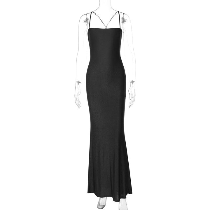 Damen Maxi-Kleid mit schmalem Trägerdesign und fließendem Schnitt Drune