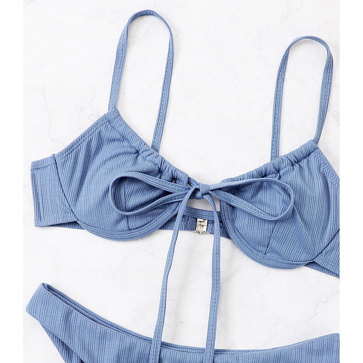 Damen Hochschnittiger Bikini mit modischem Rüschendesign und verstellbaren Trägern Drune