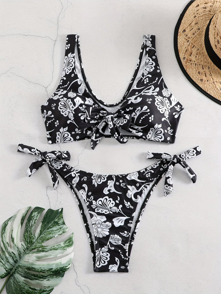 Damen Triangel-Bikini mit verspieltem Knoten-Detail Drune