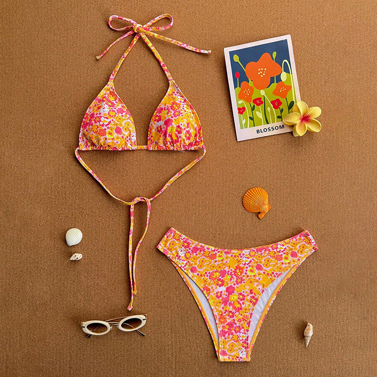 Damen Triangel-Bikini mit dekorativen Punkten Drune