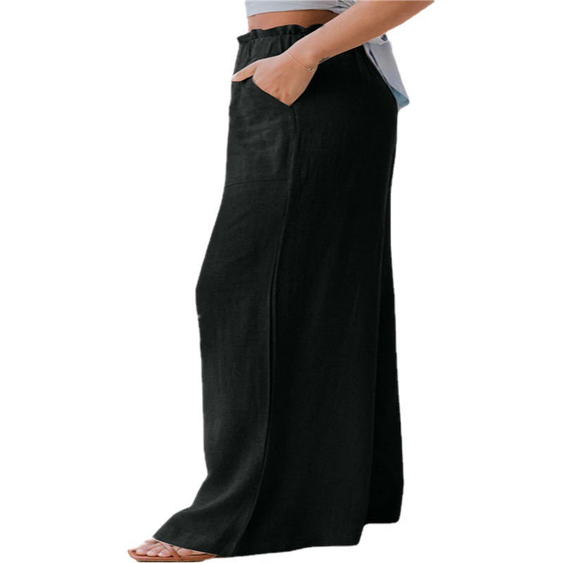 Damen Weite Palazzo-Hose mit elastischem Bund und praktischen Taschen Drune