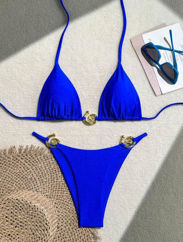 Damen Triangel-Bikini mit raffiniertem Gold-Detail Drune