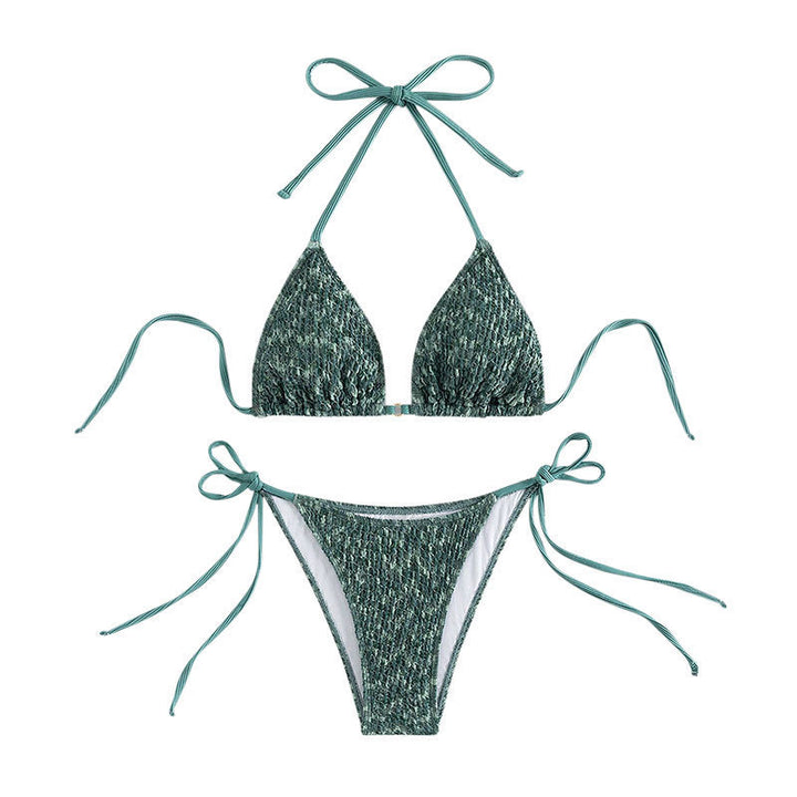 Damen Triangel-Bikini mit eleganten Bindebändern und rippierter Textur Drune