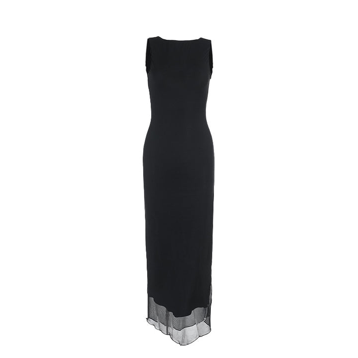 Damen zeitloses Maxikleid mit transparentem Saum Drune