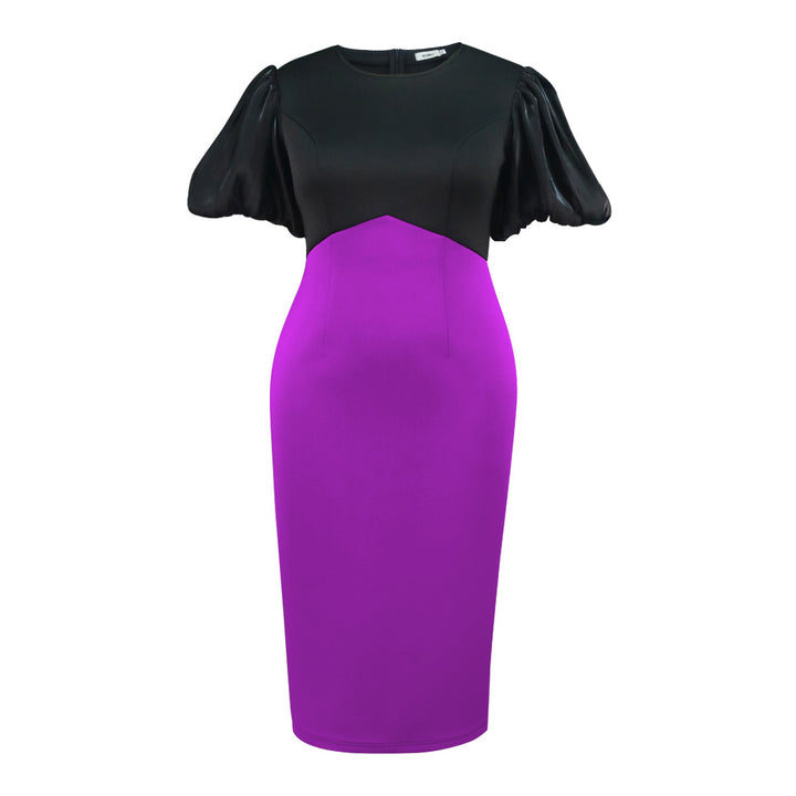 Damen Figurbetontes Kleid mit voluminösen Puffärmeln Drune