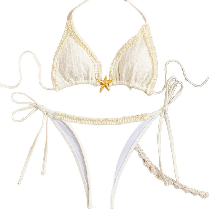 Damen Triangel-Bikini mit zarten Rüschendetails und eleganter Muschel-Applikation Drune