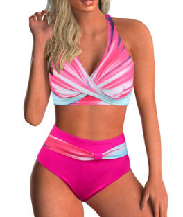 Damen Hochtailliertes Bikiniset mit Wickeloberteil Drune