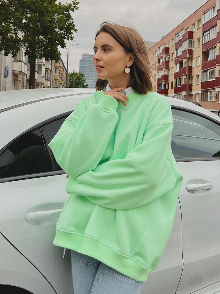 Damen Oversized Sweatshirt im lässigen Stil mit übergroßen Ärmeln und elastischen Bündchen Drune