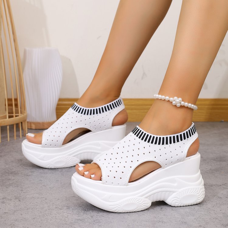 Damen Sneaker-Sandaletten mit atmungsaktivem Strickdesign und komfortablem Plateau Drune