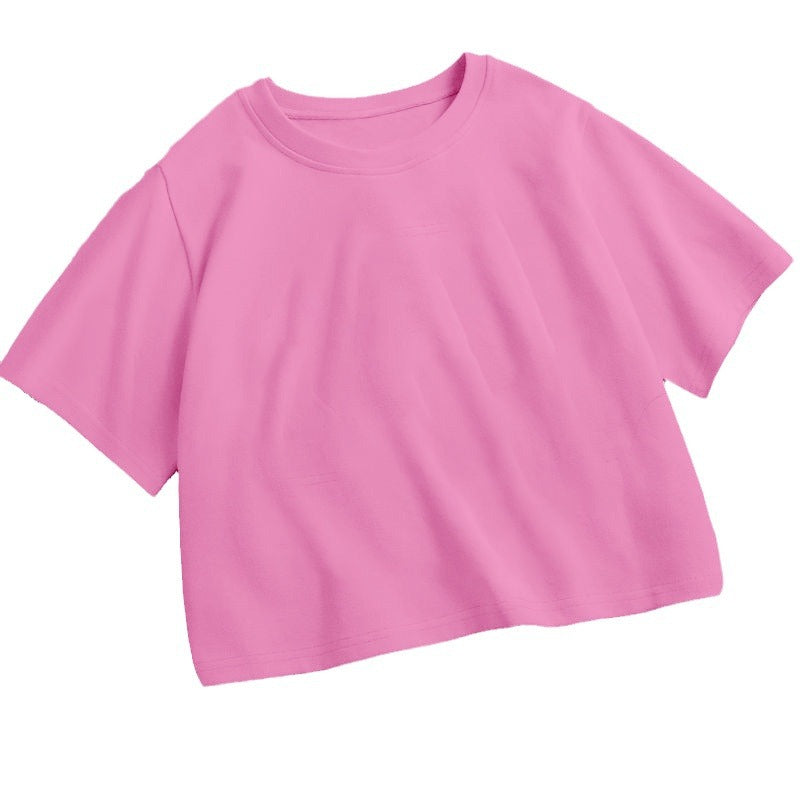Damen Cropped Classic Fit T-Shirt Drune