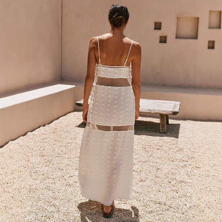 Damen Transparentes Maxikleid mit verspielten 3D-Punktdetails Drune