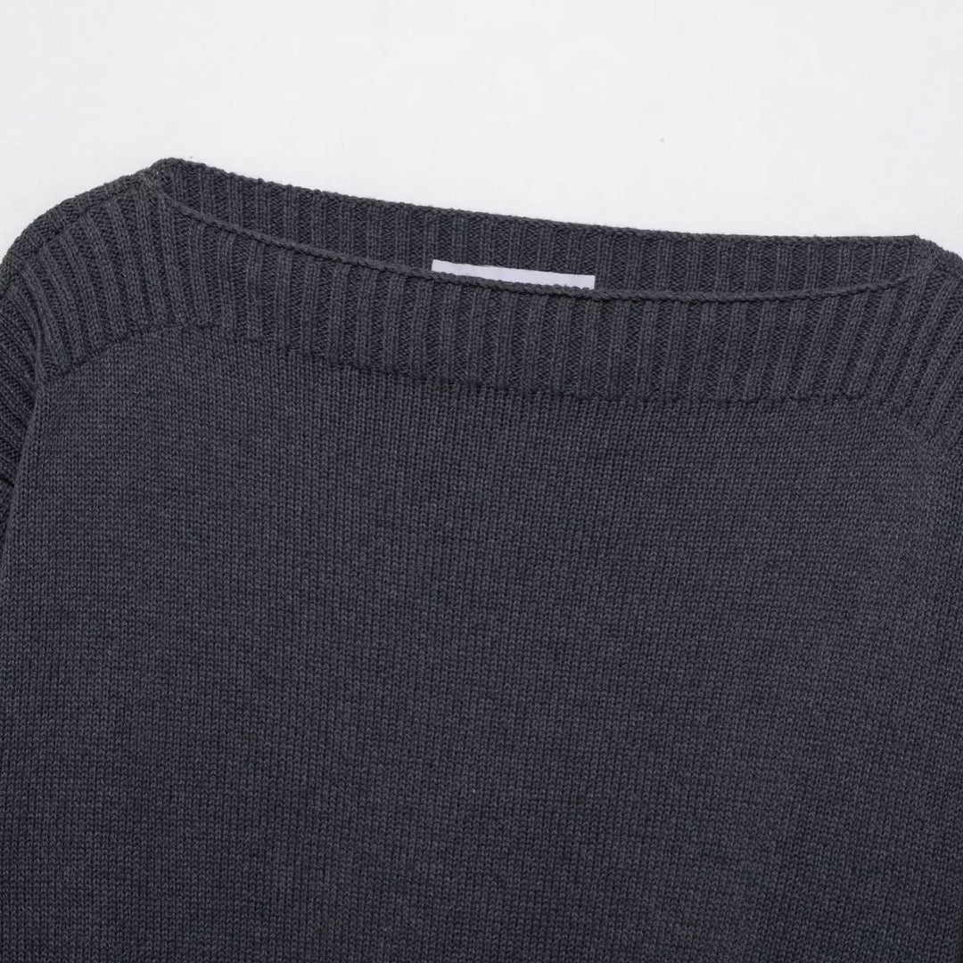 Damen lässiger Pullover mit schickem, weitem Ausschnitt Drune