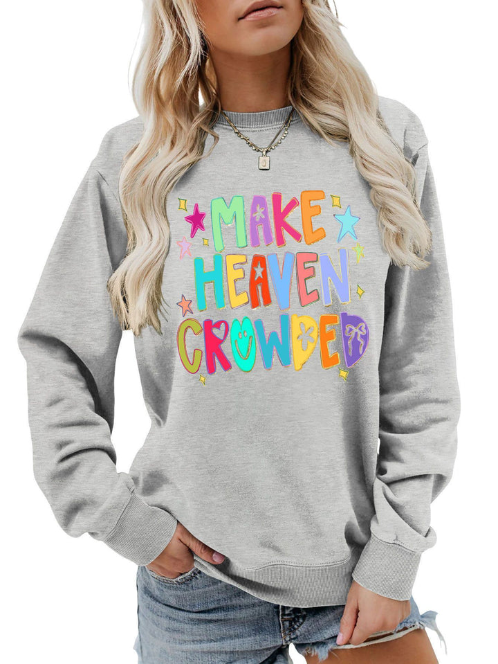 Damen Sweatshirt mit buntem Motiv und verspieltem Schriftzug Drune
