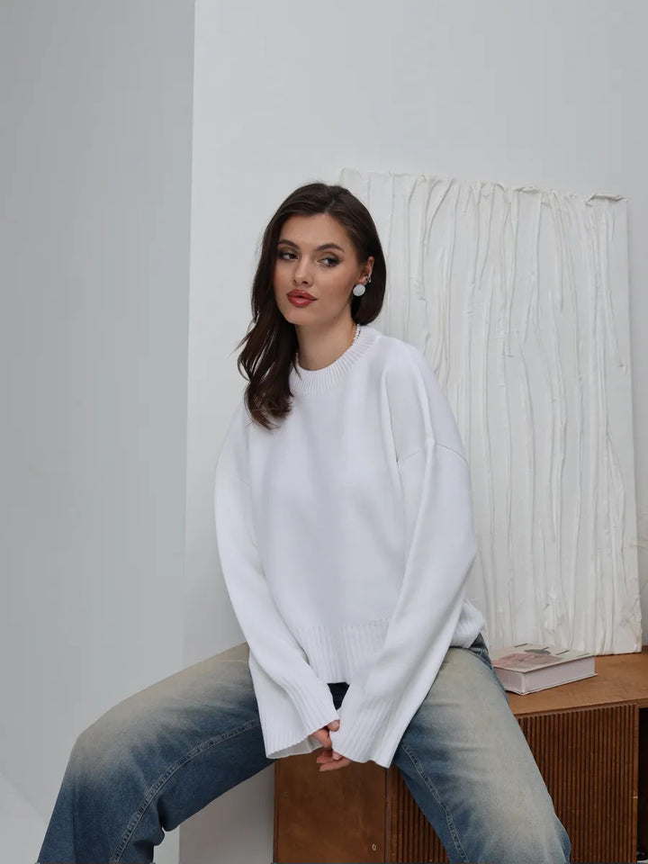 Damen Bequemer Oversized Pullover mit strukturiertem Rippmuster Drune