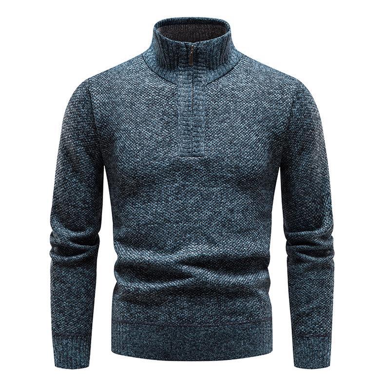 Herren Pullover mit halbem Reißverschluss und strukturiertem Design Drune