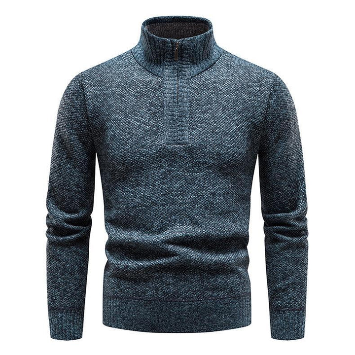 Herren Pullover mit halbem Reißverschluss und strukturiertem Design Drune