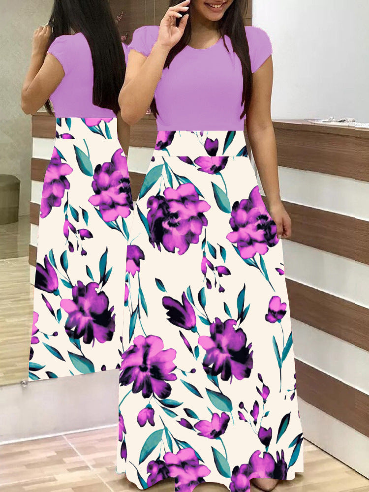 Damen Elegantes Maxikleid mit grafischem Druck und flexiblem Bund Drune