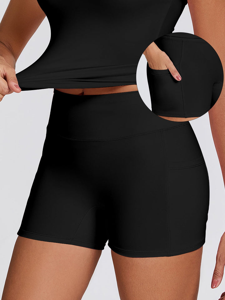 Damen Sportliche Kompressions-Shorts mit praktischen Seitentaschen Drune