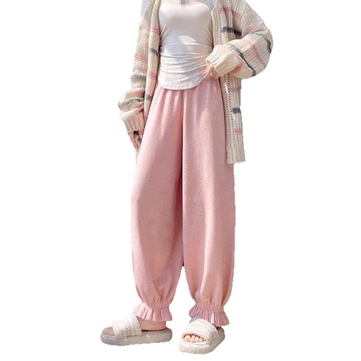 Damen bequeme Palazzohose aus glänzendem Material Drune