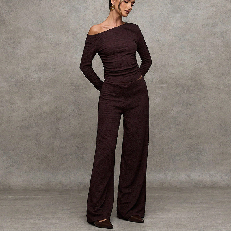 Damen Elegantes und weiches Oberteil mit weitem Beinkleid Drune