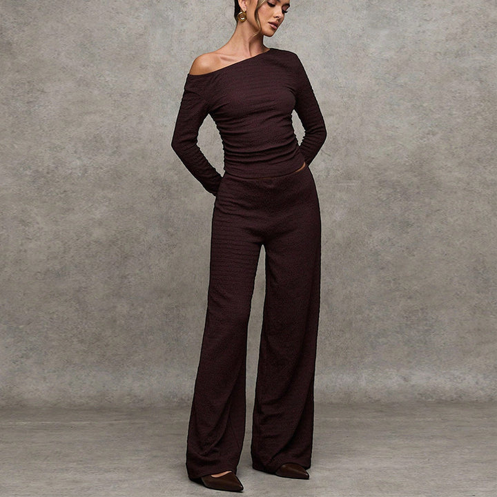 Damen Elegantes und weiches Oberteil mit weitem Beinkleid Drune