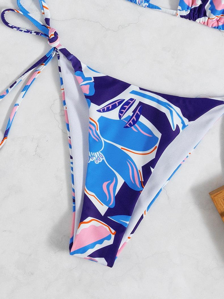 Damen Triangel-Bikini mit traumhaftem Blumendesign und raffinierten Schnürdetails Drune