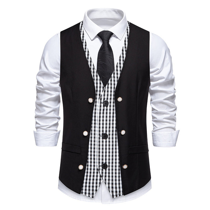 Herren elegante Weste mit kariertem Innenfutter Drune