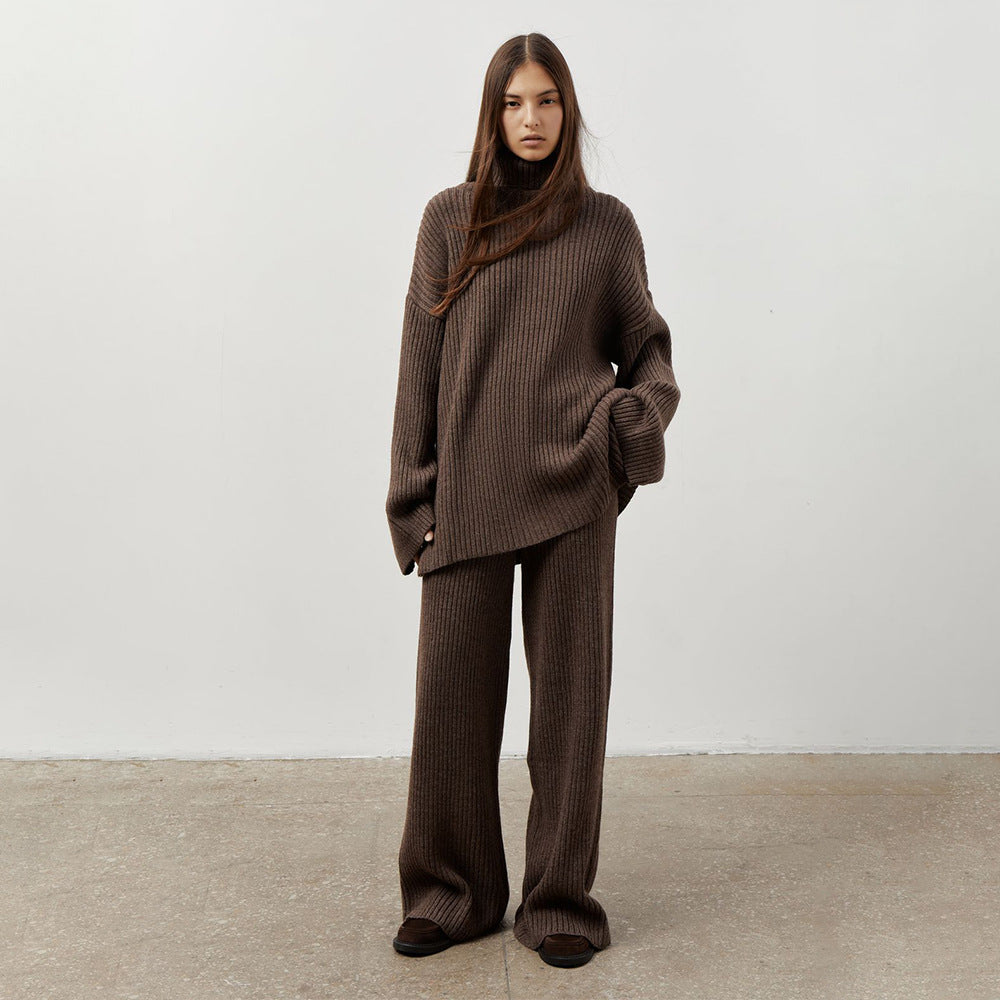 Damen Softer Strickpullover und lässige Hosen im Set Drune