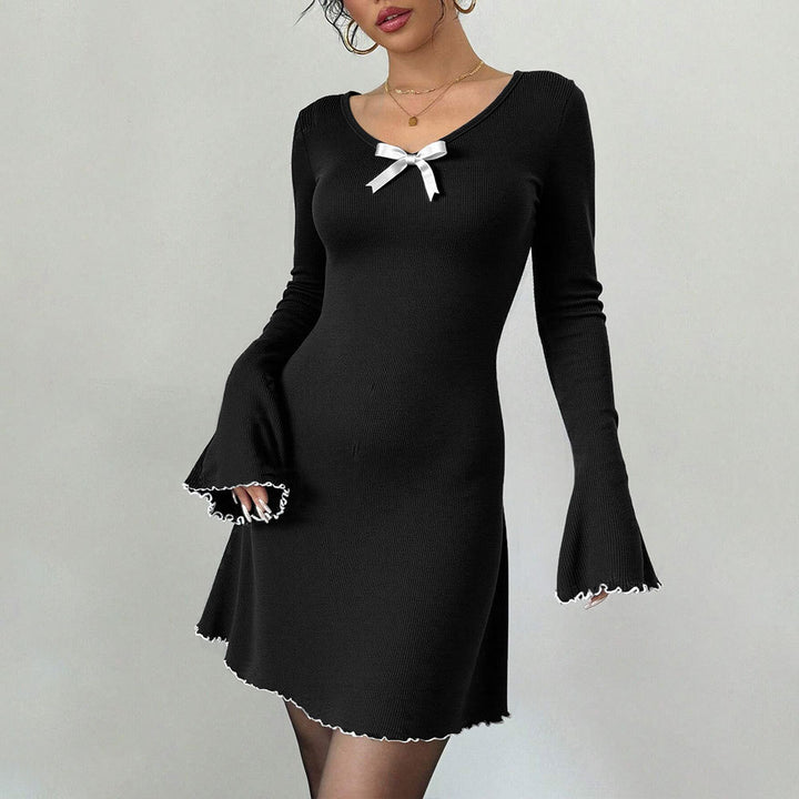 Damen Minikleid mit dekorativen Rüschendetails und charmantem Schleifendekor Drune