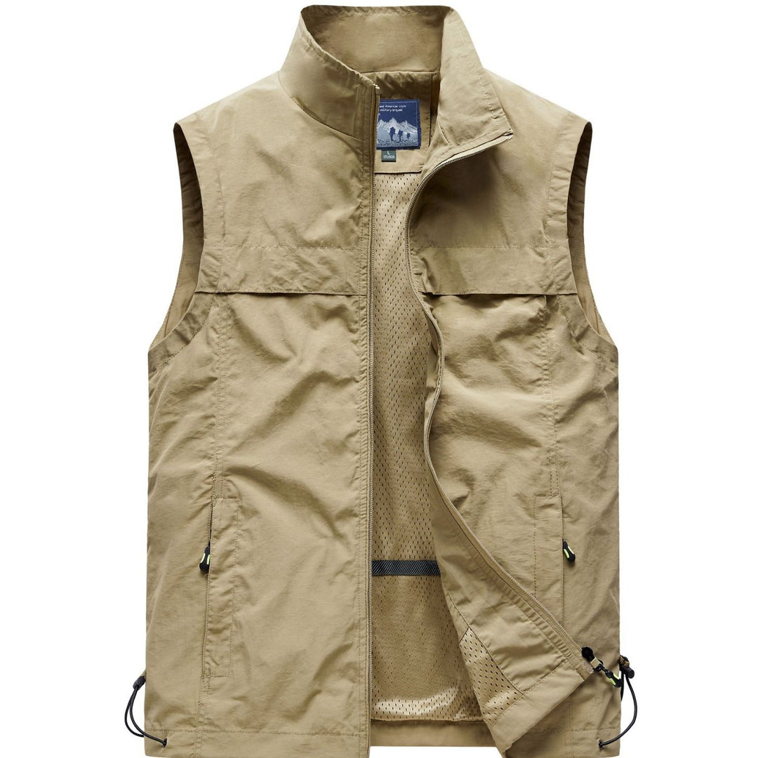 Herren nan leichte winddichte Outdoorweste mit Reißverschlusstaschen und atmungsaktivem Mesh-Futter Drune