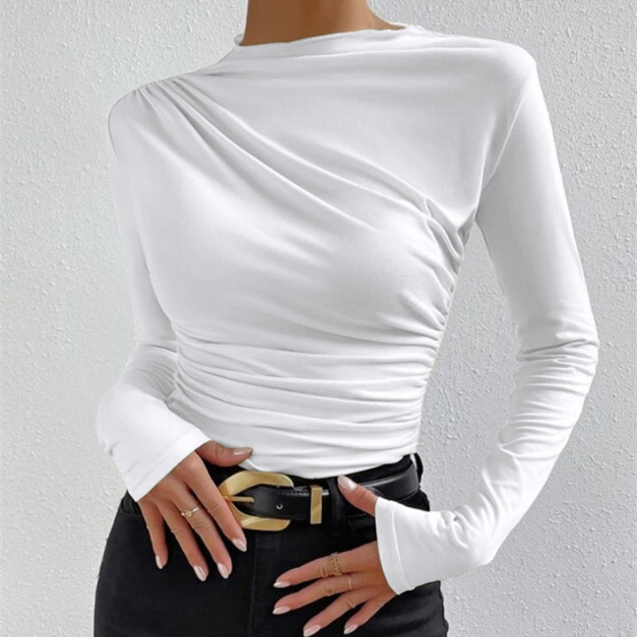 Damen Langarmshirt mit raffiniertem Drapierungsdesign Drune
