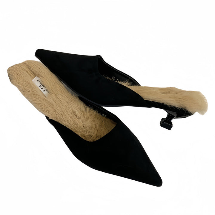 Damen Spitzen-Mules mit luxuriösem Fellfutter und elegantem Design Drune