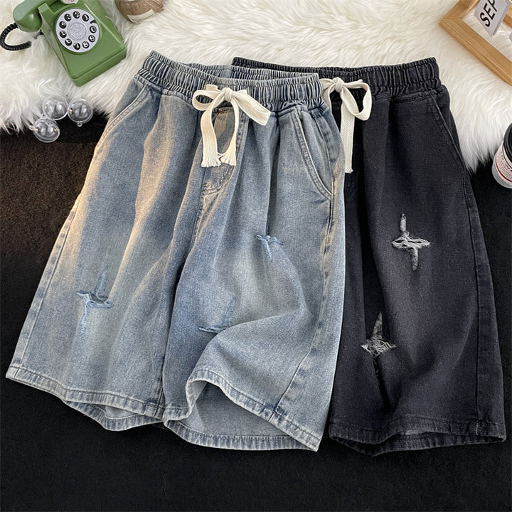 Damen Zerrissene Denim Bermuda Shorts Drune