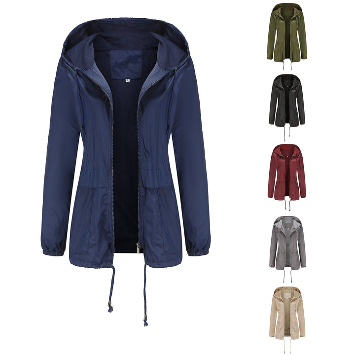 Damen sportliche Windbreaker-Jacke mit verstellbarer Kapuze und elastischen Bündchen Drune