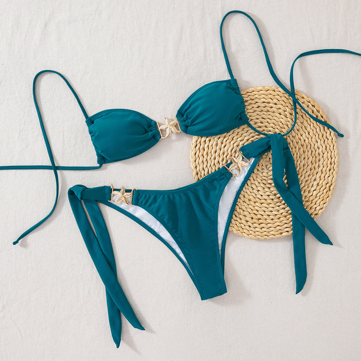 Damen Push-Up Bikini mit glamourösem Gold-Detail Drune