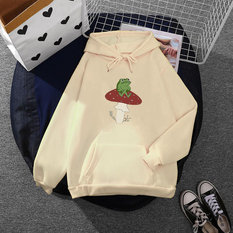 Damen Hoodie mit einzigartigem Frosch-Motiv Drune