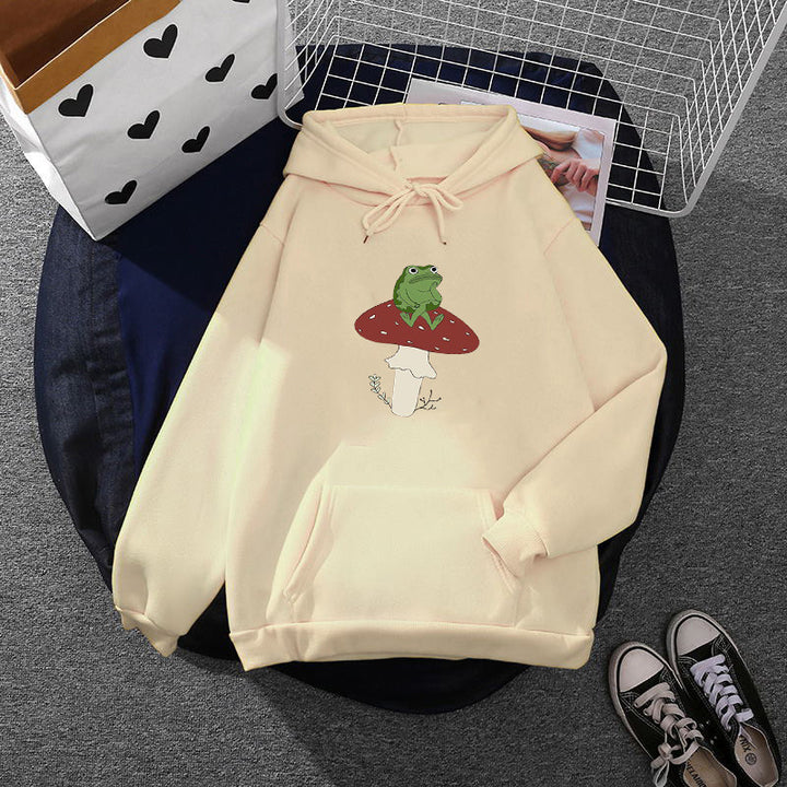 Damen Hoodie mit einzigartigem Frosch-Motiv Drune