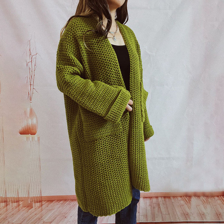 Drune | Lange Strickjacke mit Taschen Chunky Strick Weiche und Lässige Silhouette