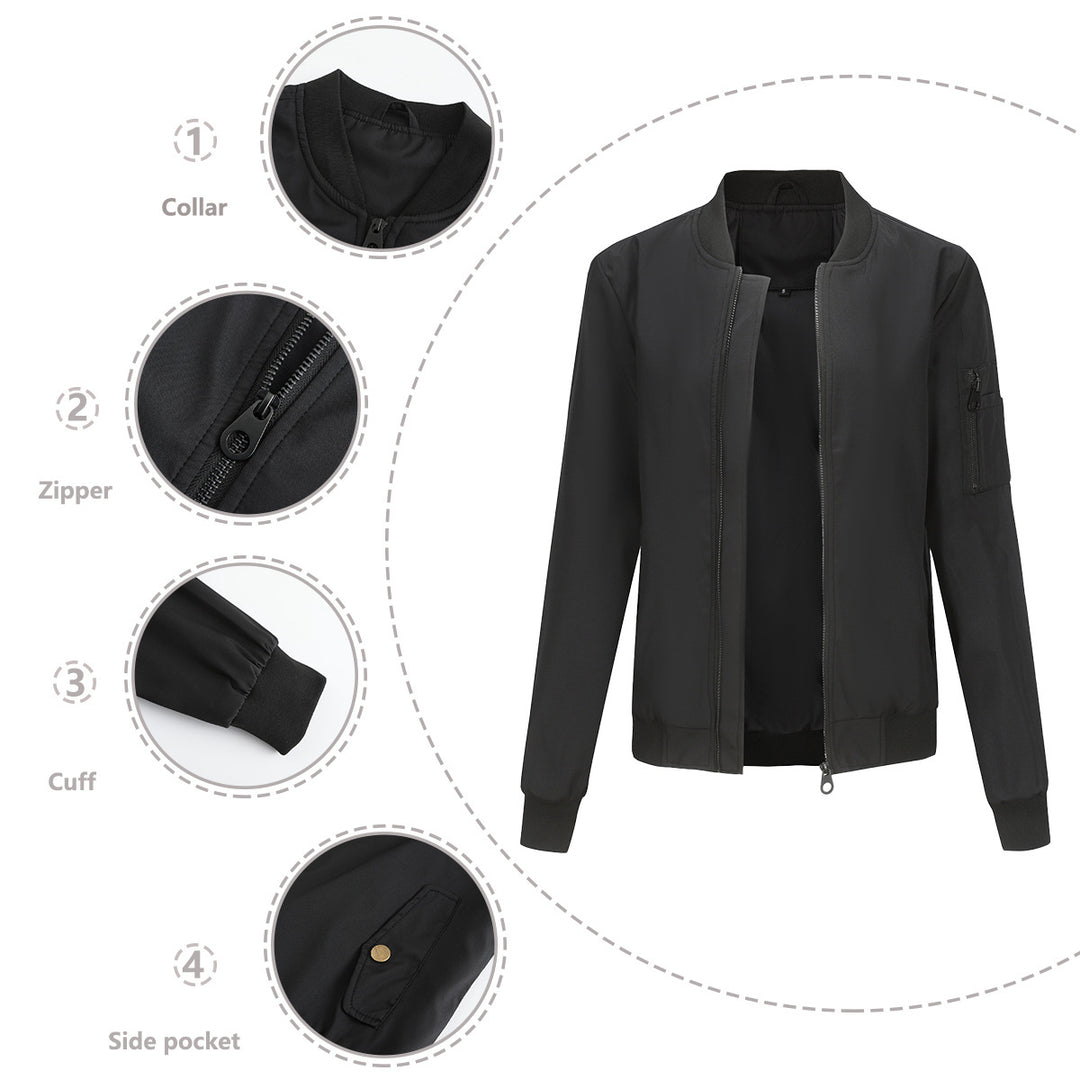 Damen nan leichte Bomberjacke mit Ärmeltasche, kontrastbündchen und sportiver Passform Drune
