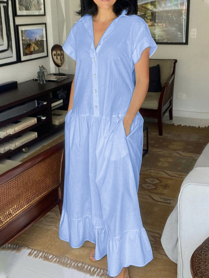 Damen Maxikleid mit Knopfleiste und praktischen Taschen Drune